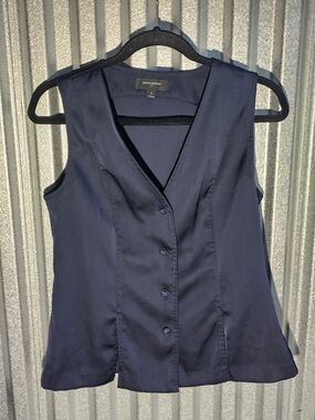 Banana Republic Navy Button-Front Sleeveless Top